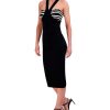 BCBG MAX AZRIA Punto Rayas Halter Midi Dress Casual