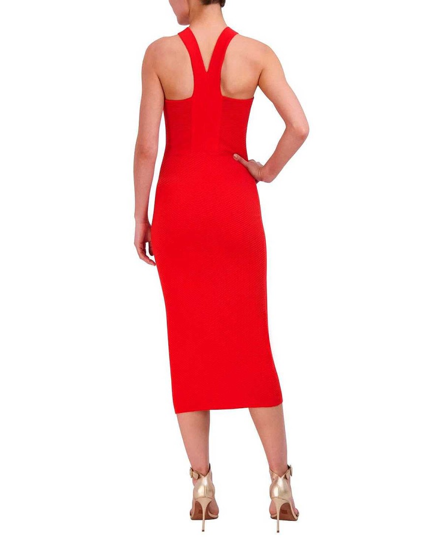 BCBG MAX AZRIA Punto Cutout Halter Midi Dress Casual