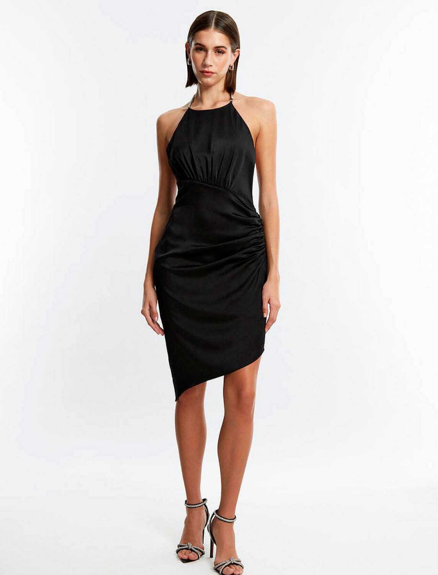 BCBG MAX AZRIA Escote Pedreria Fruncted Cut Dress Cocktail