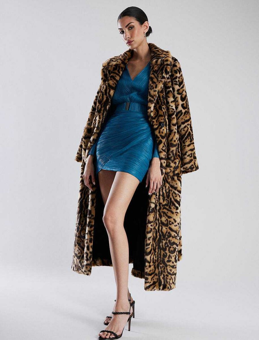 BCBG MAX AZRIA Large Shelter With Synthetic Leopard Piece With Lazo Outerwear