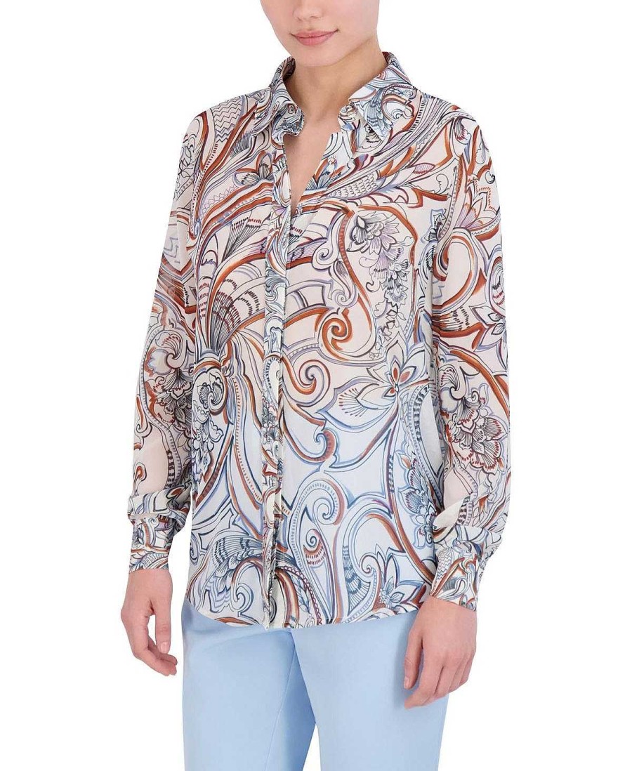 BCBG MAX AZRIA Paisley Print T-Shirt Blouse Tops