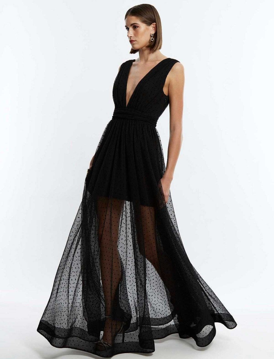 BCBG MAX AZRIA Lunares Wide Tul Dress Night