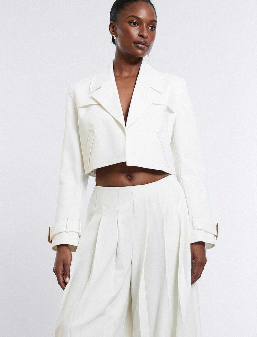 BCBG MAX AZRIA Cropped Straight Jacket Outerwear