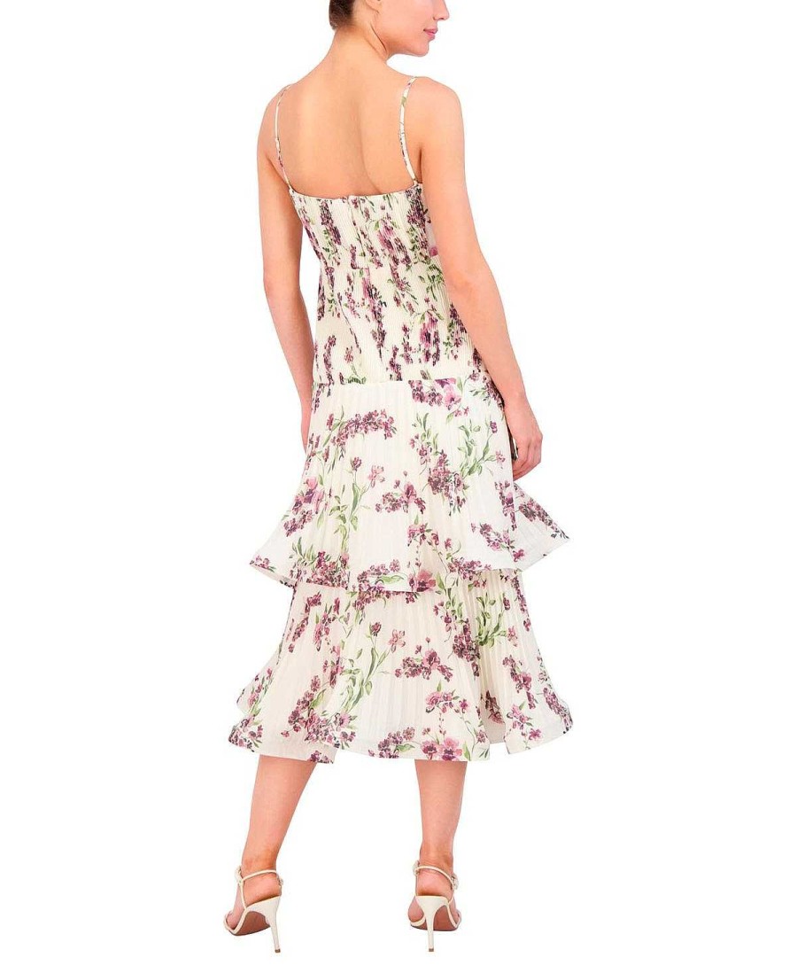 BCBG MAX AZRIA Midi Dress With Floral Stripes With Wheel Cocktail