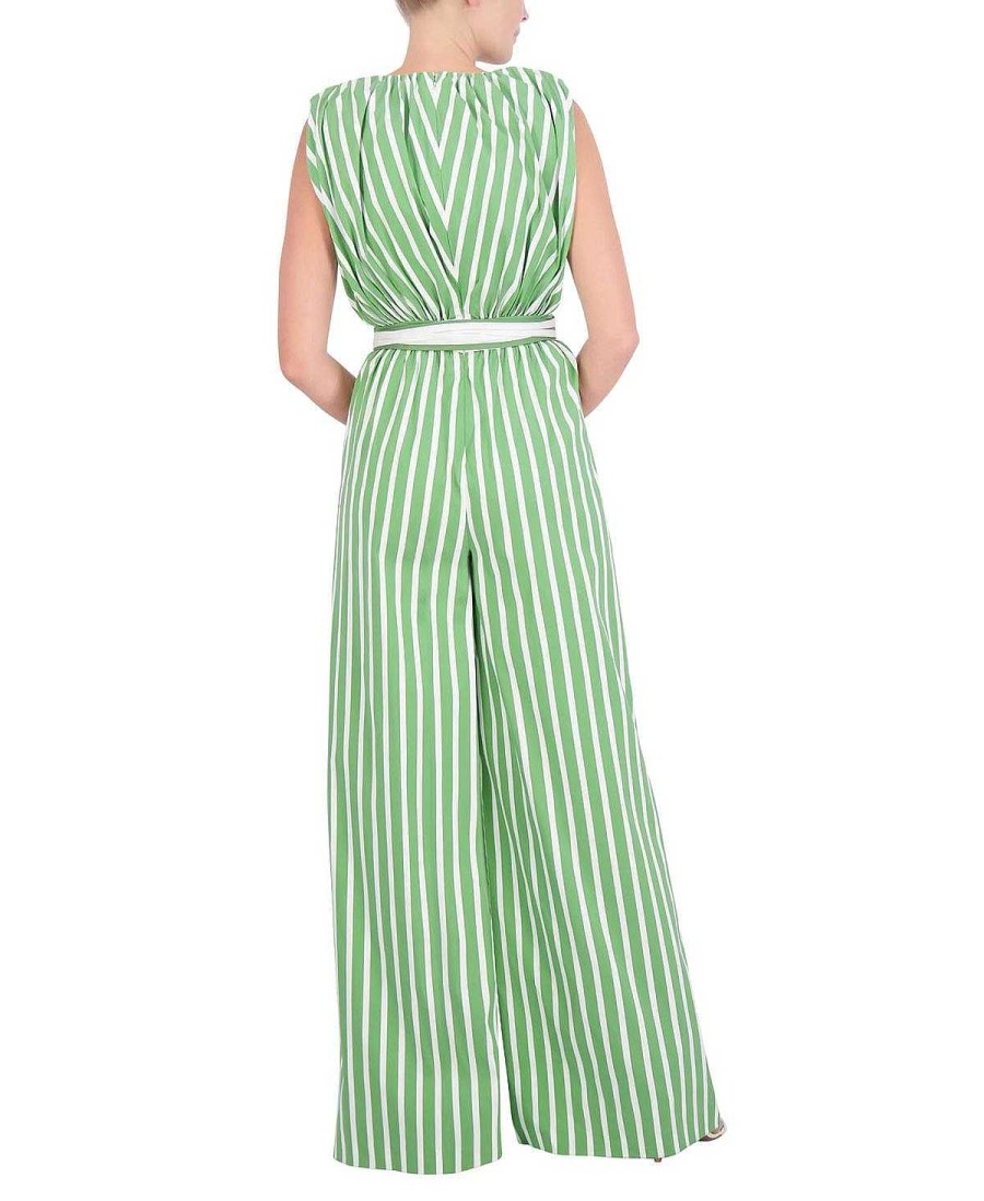 BCBG MAX AZRIA Cotton Stripes Printed Jumpsuit Jumpsuits Rompers