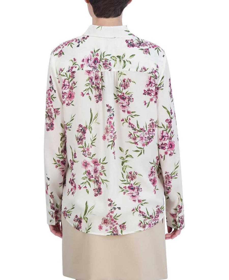 BCBG MAX AZRIA Floral Wide Sleeve T-Shirt Blouse Tops