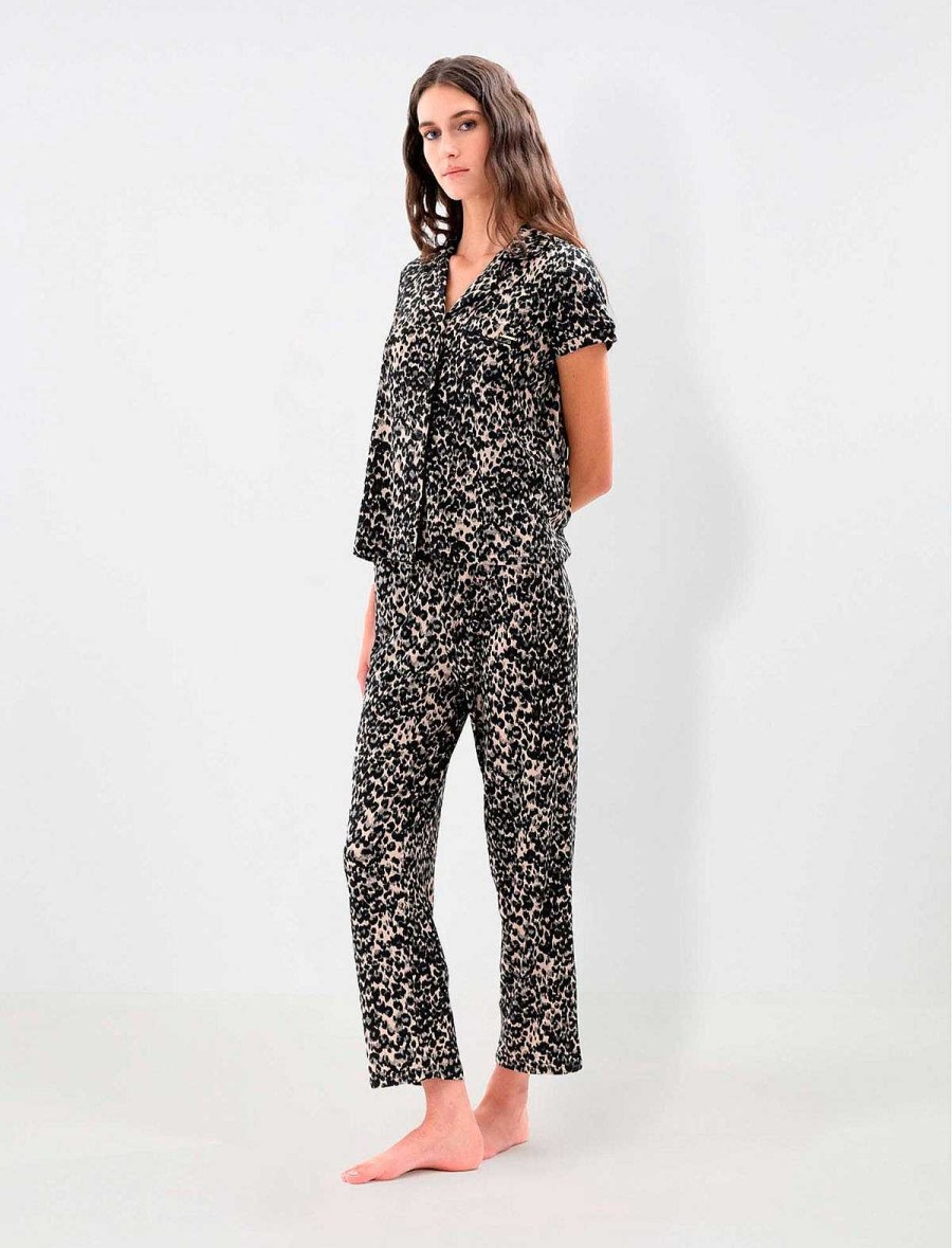 BCBG MAX AZRIA Animal Print Leopard Loose Pajama Set Pajamas