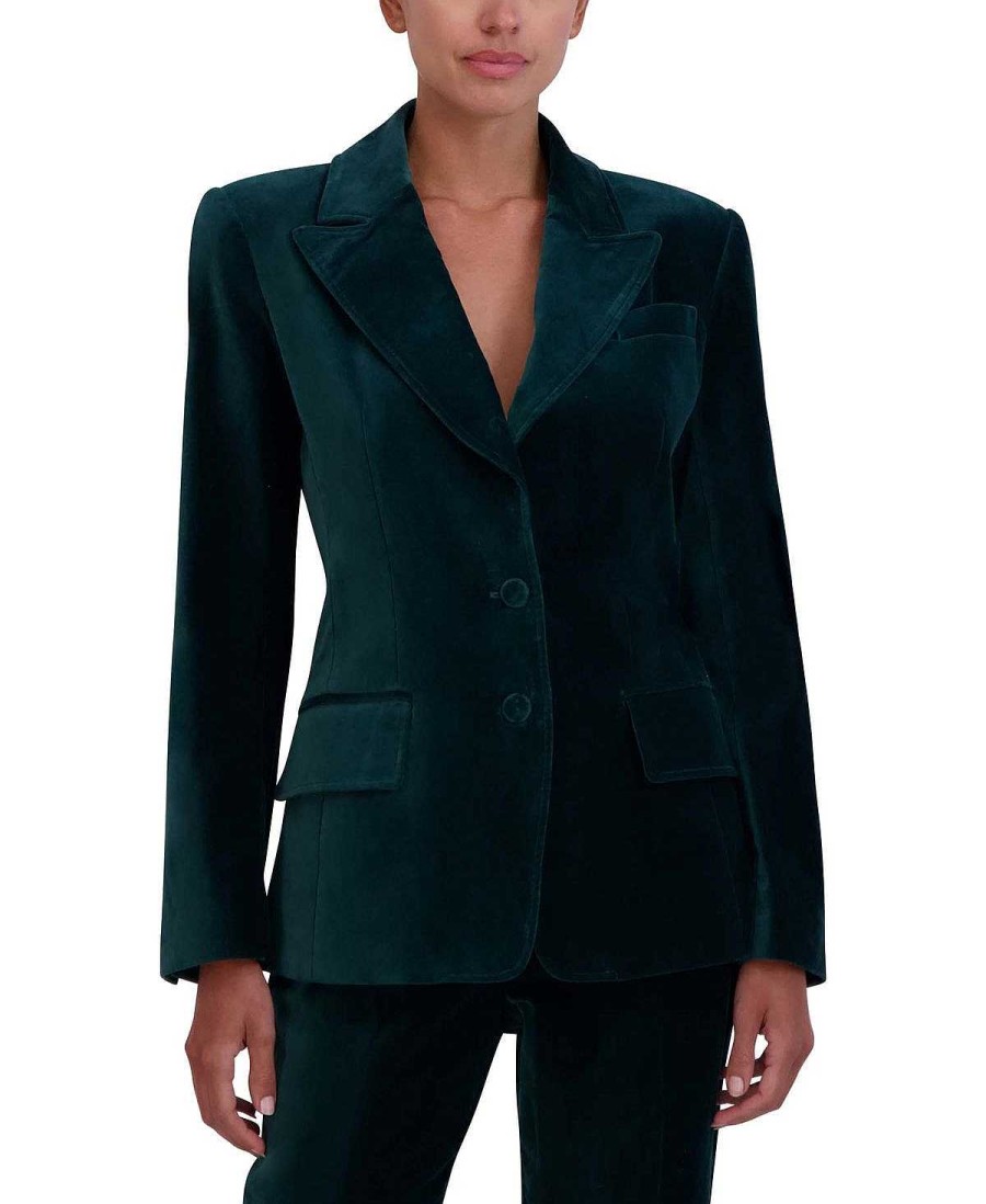 BCBG MAX AZRIA Solapa Ancha Terciopelo Blazer Outerwear