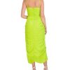 BCBG MAX AZRIA Satin Draped Midi Dress With Tires Cocktail