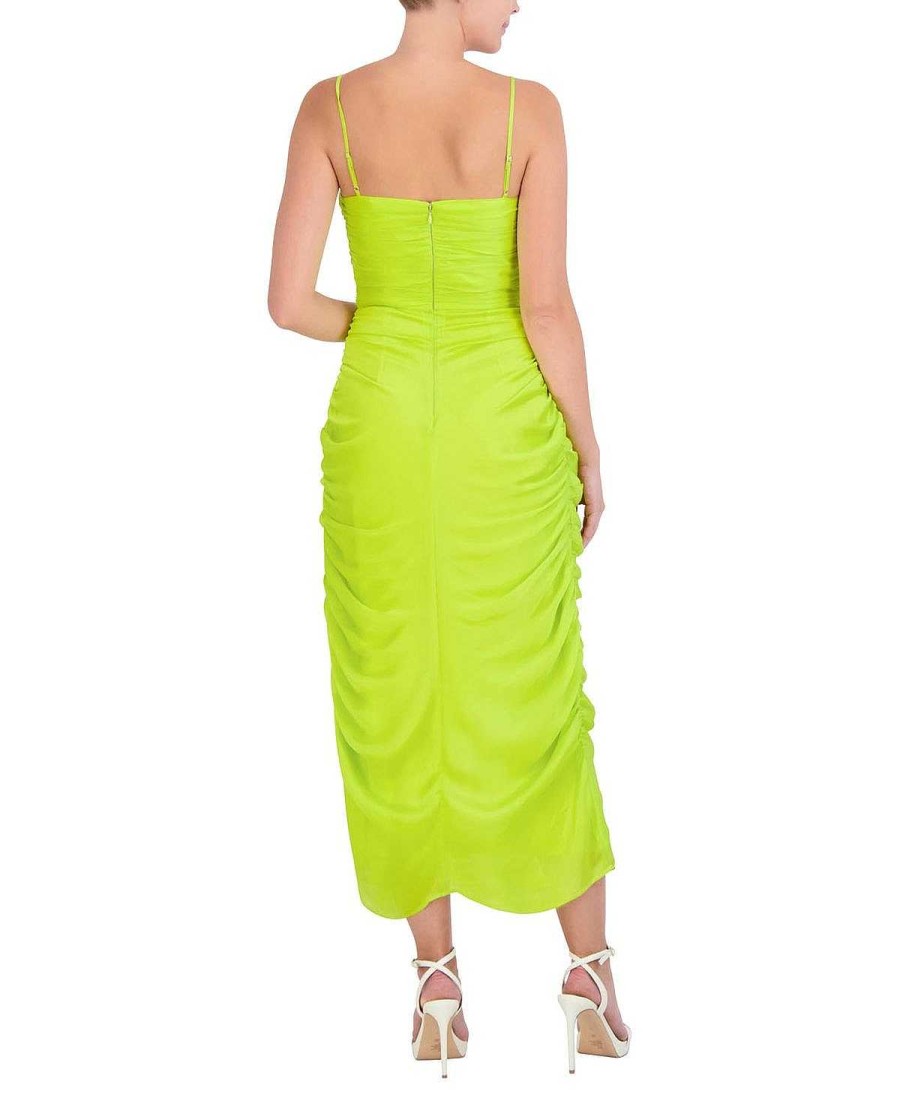 BCBG MAX AZRIA Satin Draped Midi Dress With Tires Cocktail