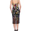 BCBG MAX AZRIA Tul Midi Dress With Floral Embroidered Appliances Night