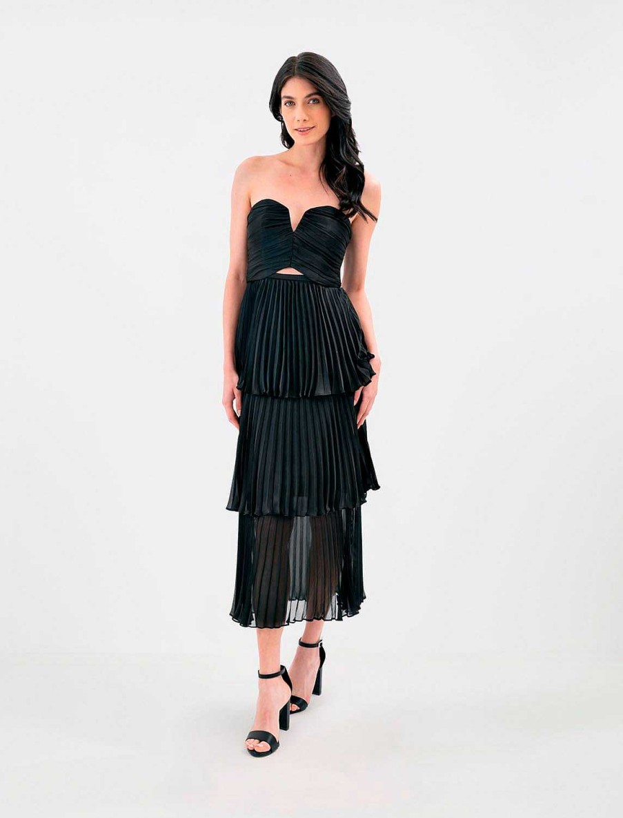 BCBG MAX AZRIA Wide Stepped Chiffon Dress Cocktail