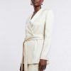 BCBG MAX AZRIA Satin Smocking Blazer Lazo On Waist Outerwear