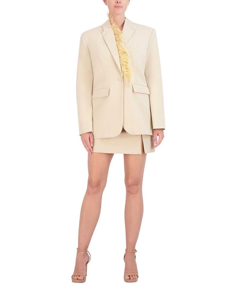 BCBG MAX AZRIA Straight Blazer With Solapa Outerwear