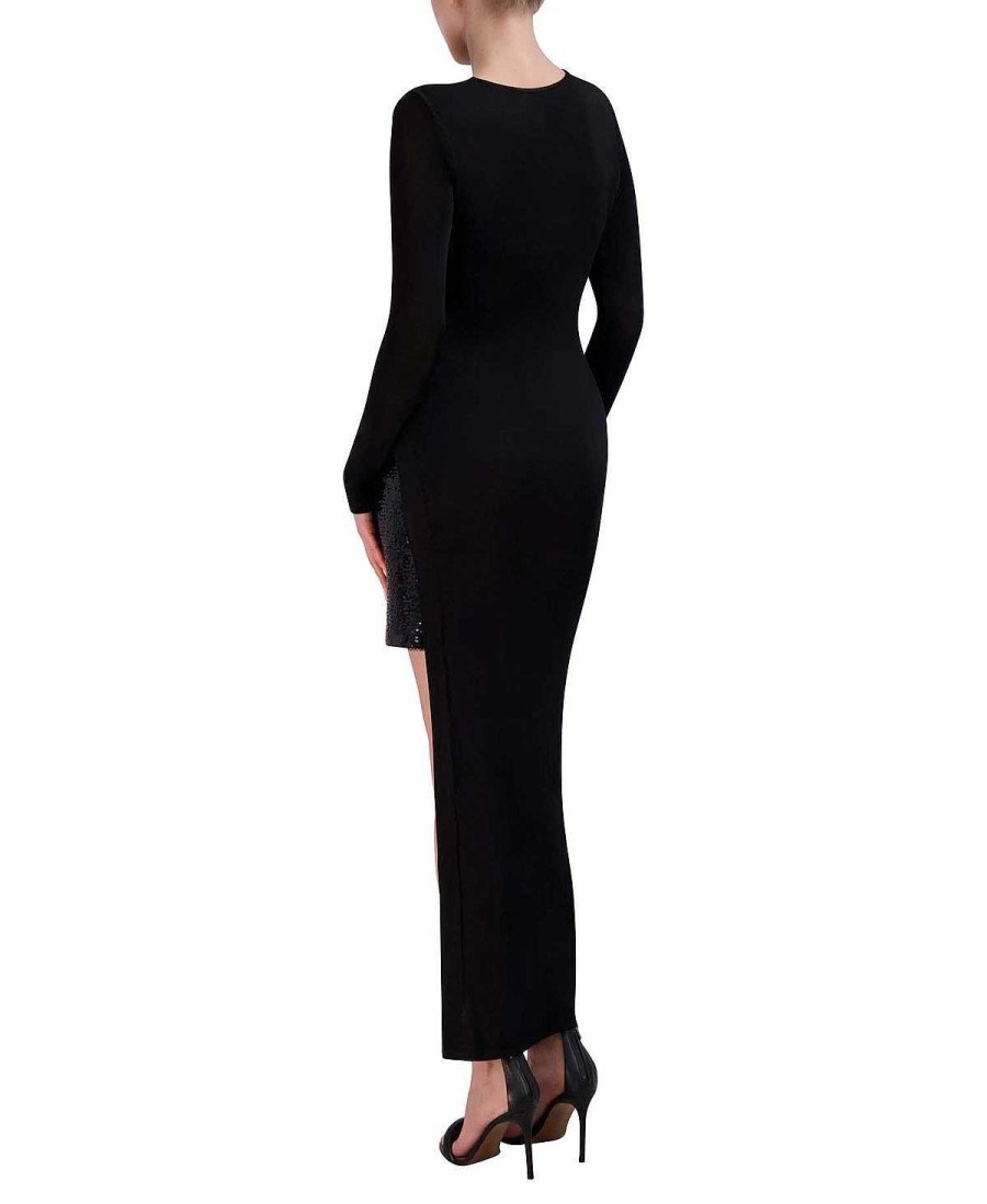 BCBG MAX AZRIA Asymetric Jersey Dress With Lentejuelas Night