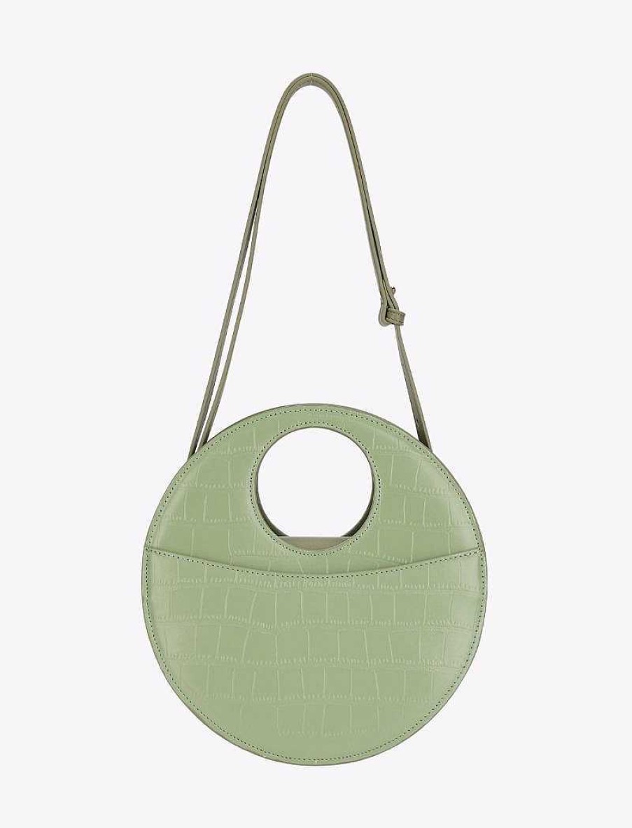 BCBG MAX AZRIA Circular Geometric Satchel Pocket Pockets