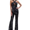 BCBG MAX AZRIA Lentejuela Halter Jumpsuit Jumpsuits Rompers