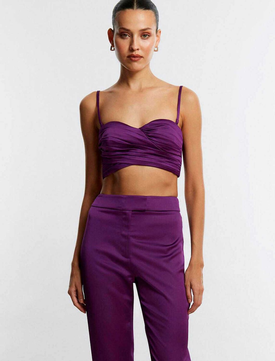 BCBG MAX AZRIA Escote Corazon Fruncido Crop Top Tops