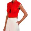 BCBG MAX AZRIA Crop Blouse Halter Effect Drapeed Cutout Tops