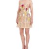 BCBG MAX AZRIA Tul Dress With Floral Embroidered Appliances Cocktail