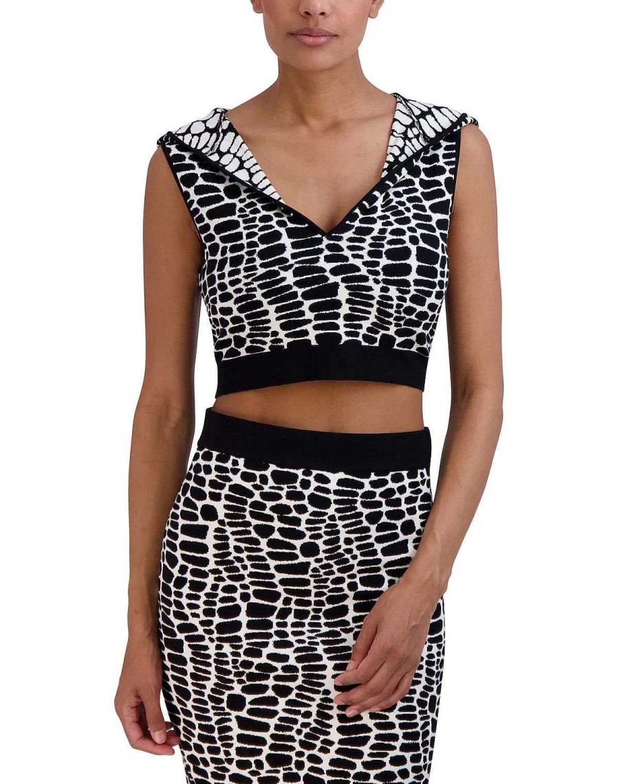 BCBG MAX AZRIA Punto Cocodrilo Crop Top Tops