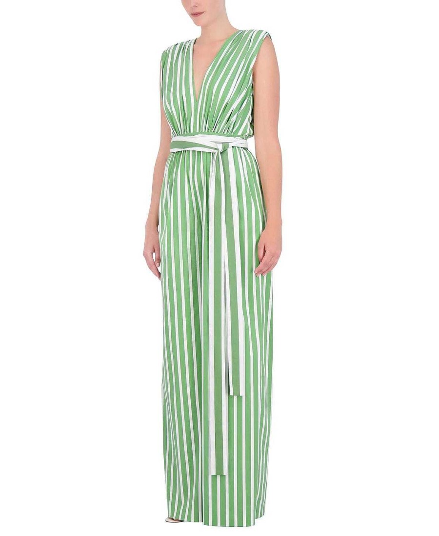 BCBG MAX AZRIA Cotton Stripes Printed Jumpsuit Jumpsuits Rompers