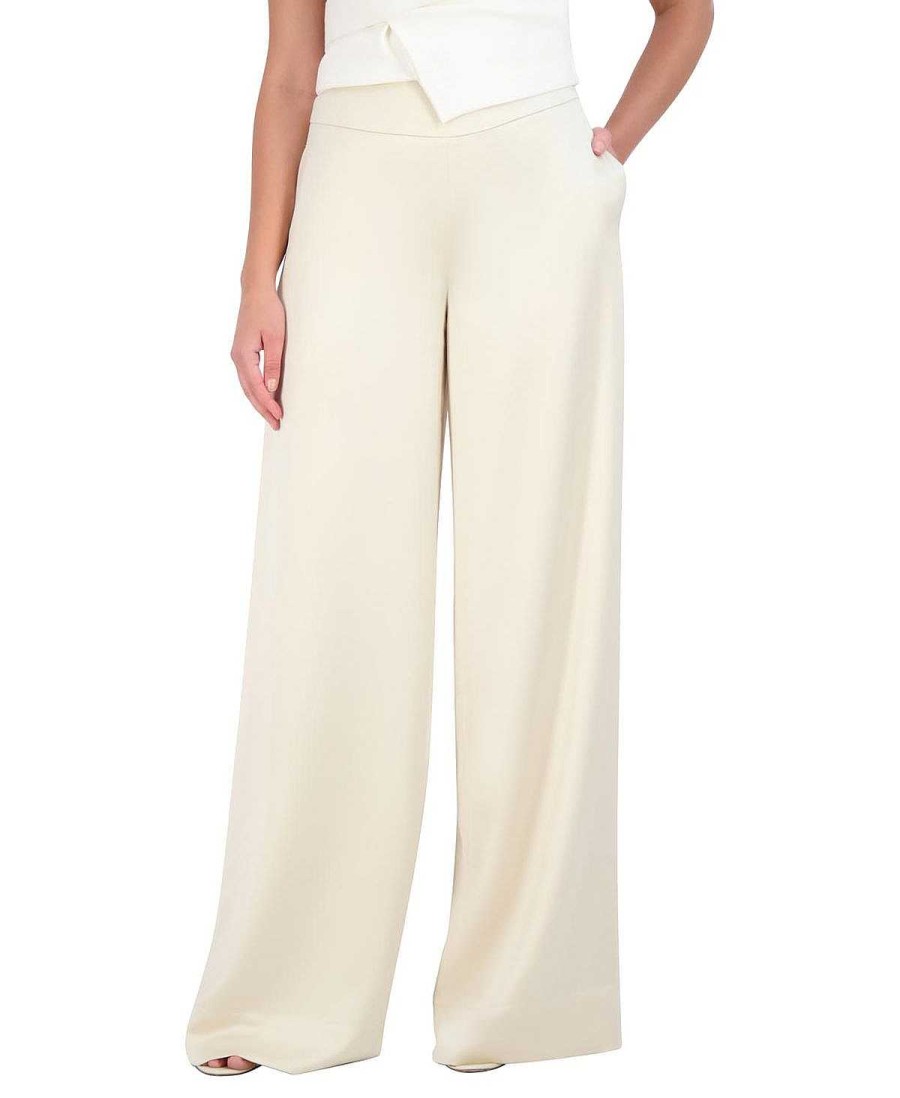 BCBG MAX AZRIA Pantalon With The Waist In Satin Pierna Ancha Pantalones