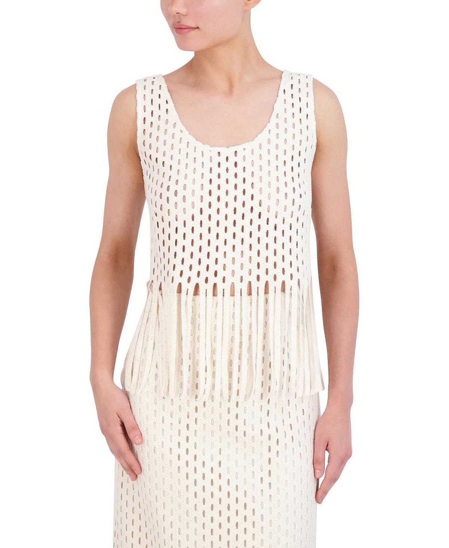 BCBG MAX AZRIA Blouse Without Sleeves Crochet With Flecos Tops