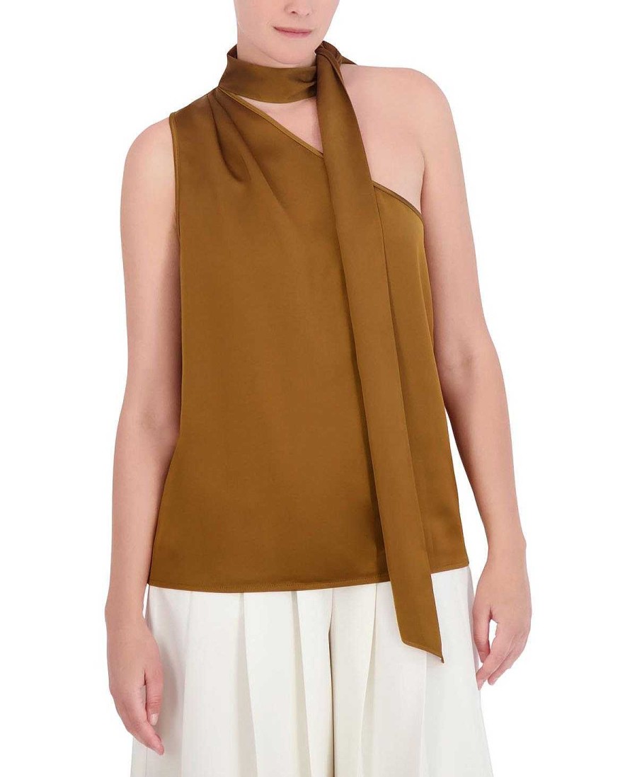 BCBG MAX AZRIA Asymmetric Blouse With Lazo Tops