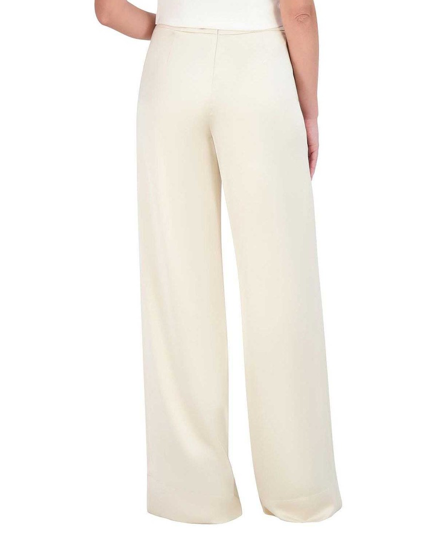 BCBG MAX AZRIA Pantalon With The Waist In Satin Pierna Ancha Pantalones