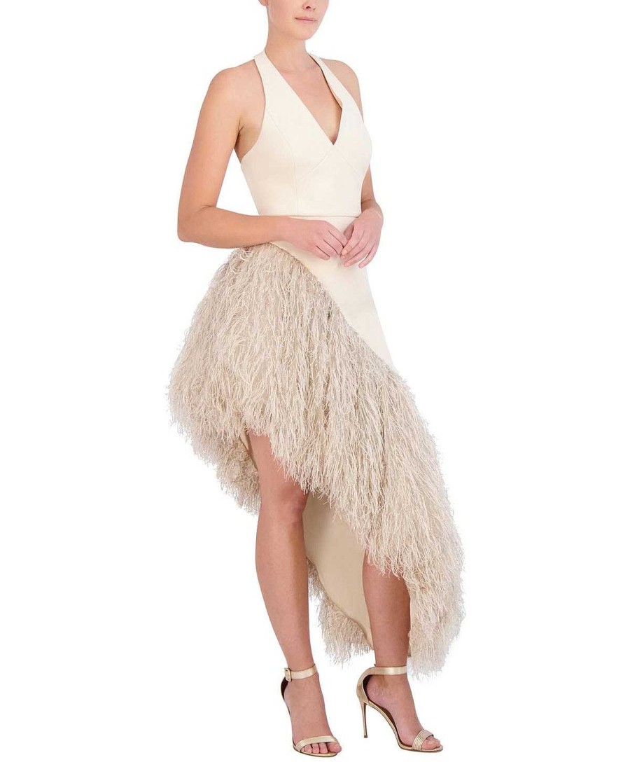 BCBG MAX AZRIA Asymmetric High And Low Feather Dress Night