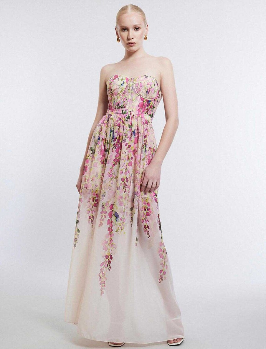 BCBG MAX AZRIA Wide Floral Bustier Dress Night