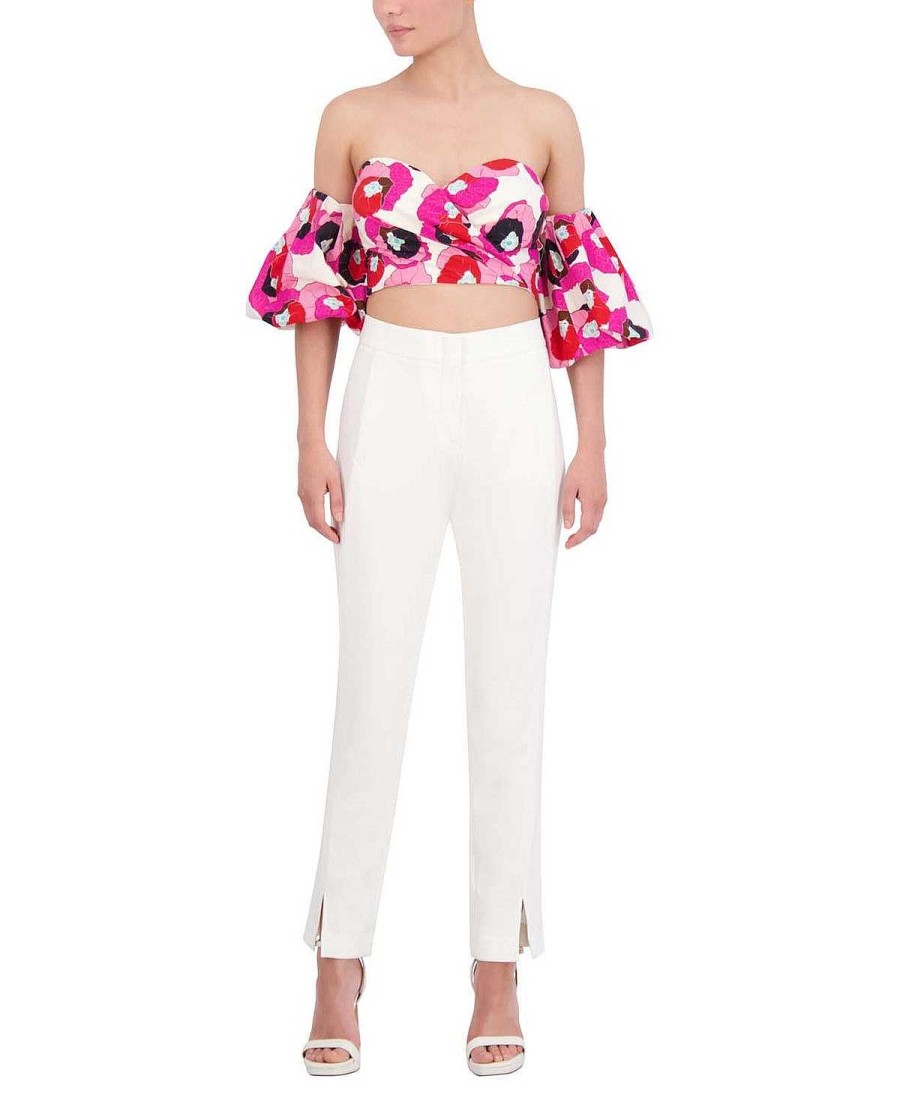 BCBG MAX AZRIA Floral Abull Sleeve Crop Top Tops