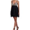 BCBG MAX AZRIA Lentejuelas Short Evening Dress With Plumas Night