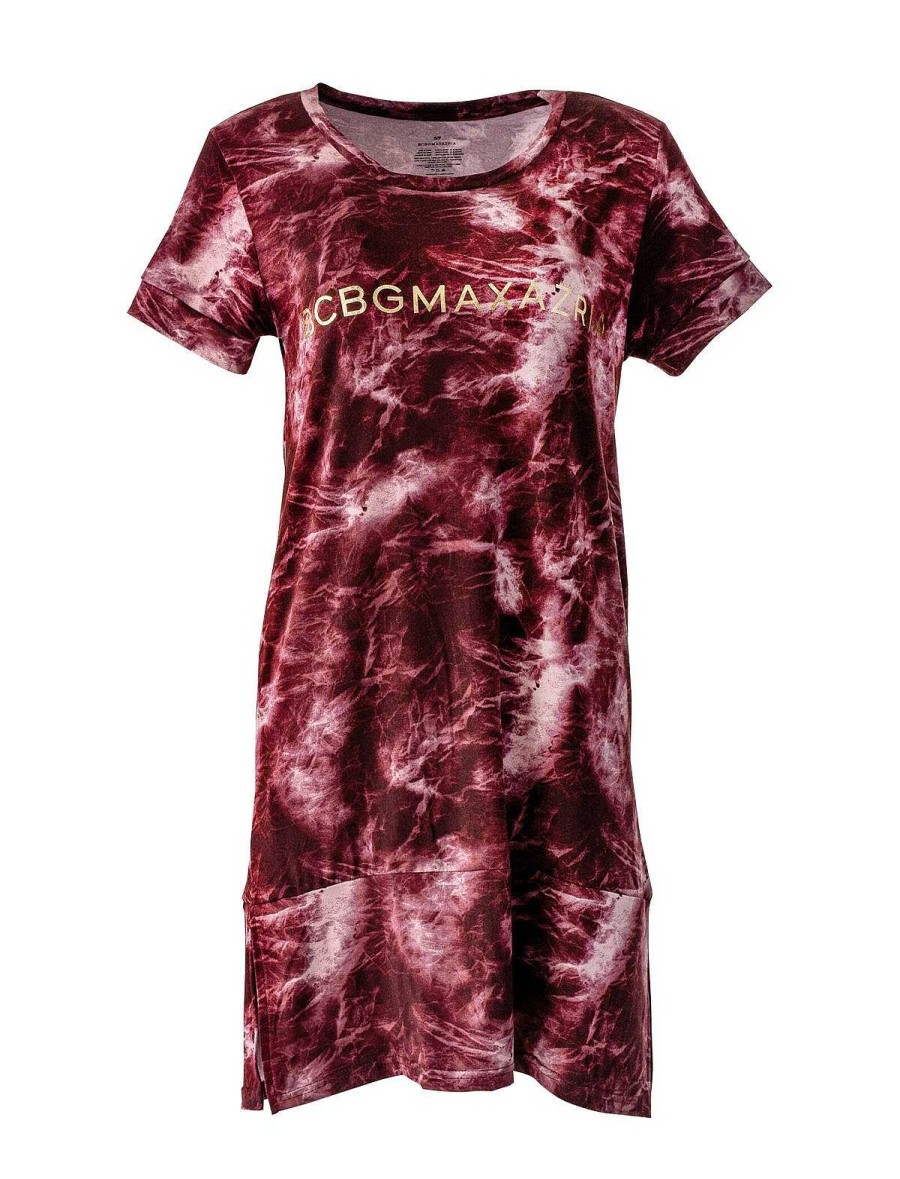 BCBG MAX AZRIA Round Neck Tie Dye Long Sleeve Shirt Pajamas