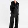 BCBG MAX AZRIA Pantalon With The Waist In Satin Pierna Ancha Pantalones