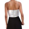 BCBG MAX AZRIA Metallic Pleated Crop Top Tops