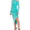 BCBG MAX AZRIA Asymmetric Midi Dress With Fruncido Pliegues Cocktail