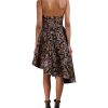 BCBG MAX AZRIA High And Low Asymmetric Metallic Floral Jacquard Dress Cocktail