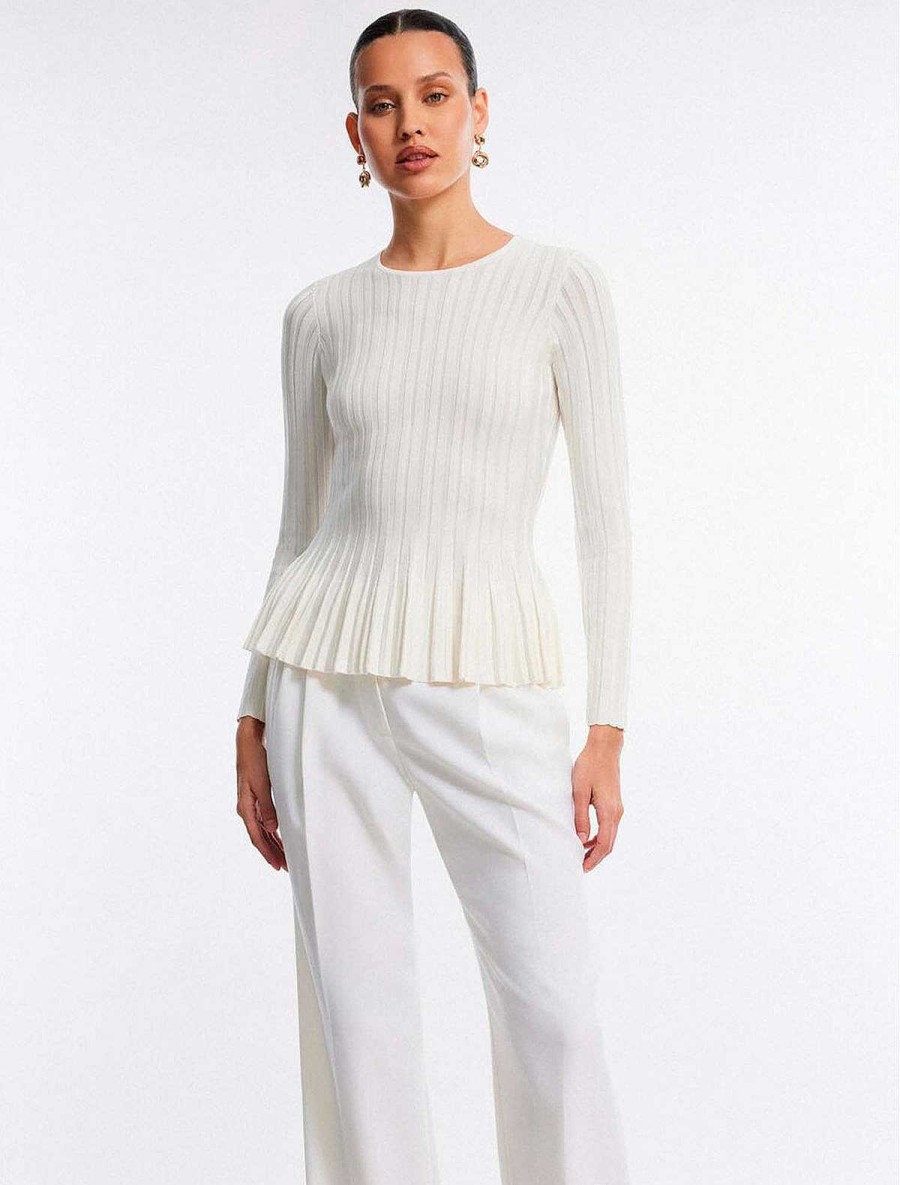 BCBG MAX AZRIA Peplum Wide Sleeve Sweater Pullover Sweaters