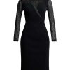 BCBG MAX AZRIA Cuello High Wide Sleeve Fitness Midi Dress Night