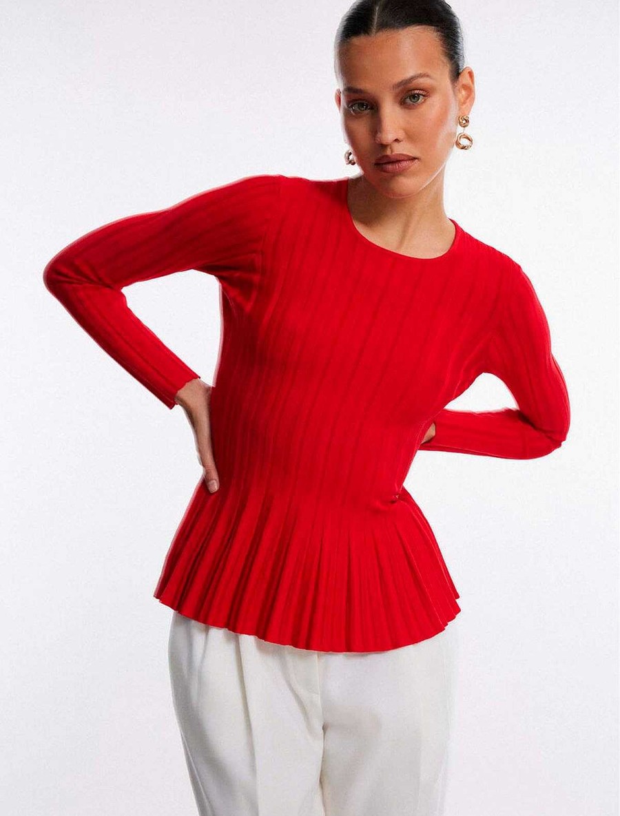 BCBG MAX AZRIA Peplum Wide Sleeve Sweater Pullover Sweaters