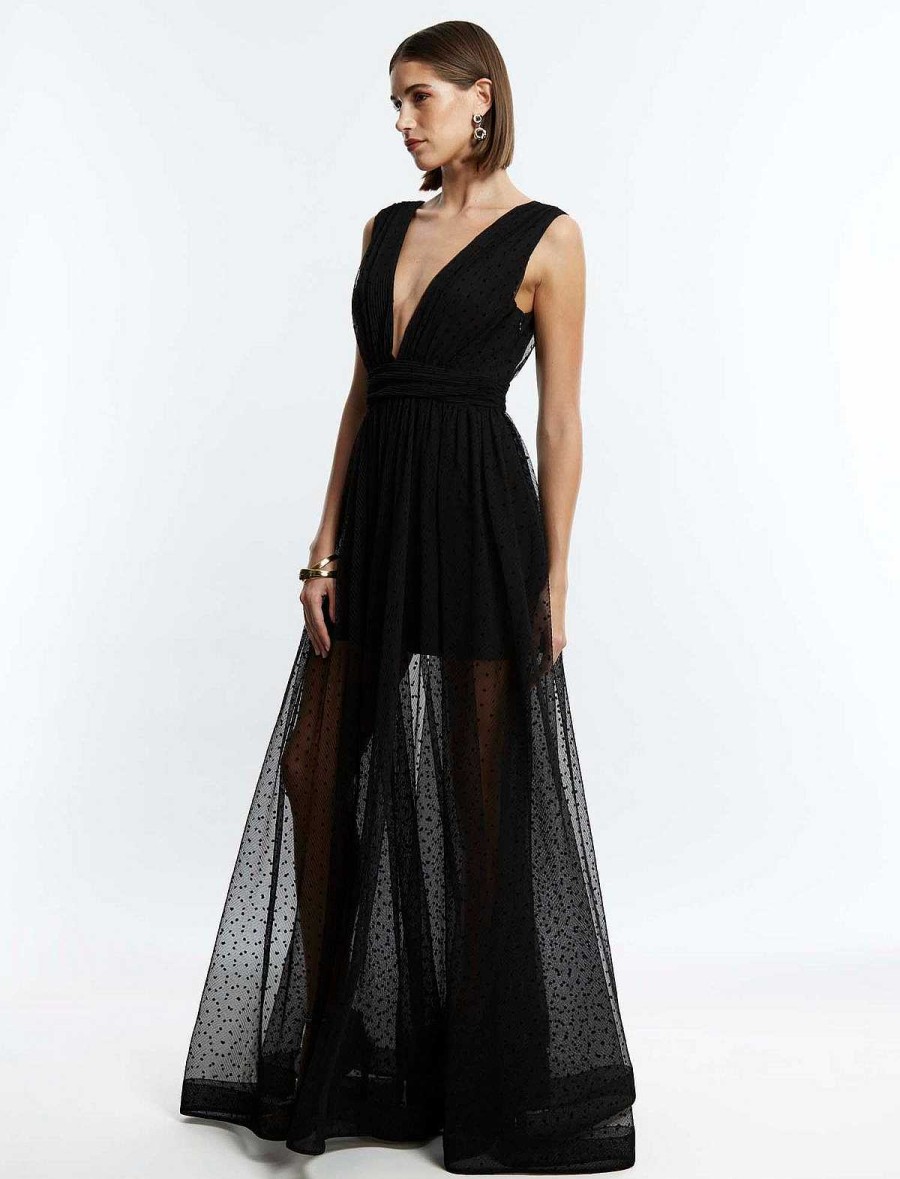 BCBG MAX AZRIA Lunares Wide Tul Dress Night