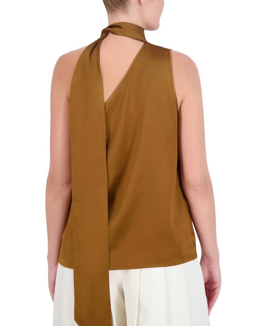 BCBG MAX AZRIA Asymmetric Blouse With Lazo Tops