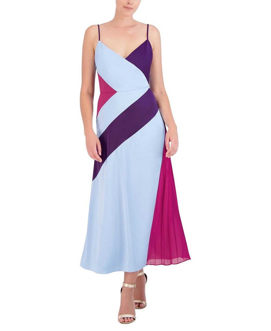 BCBG MAX AZRIA Colorblock Chevron Wide Dress Cocktail