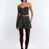 BCBG MAX AZRIA Crop Top Bustier Tweed With Cuadros Tops