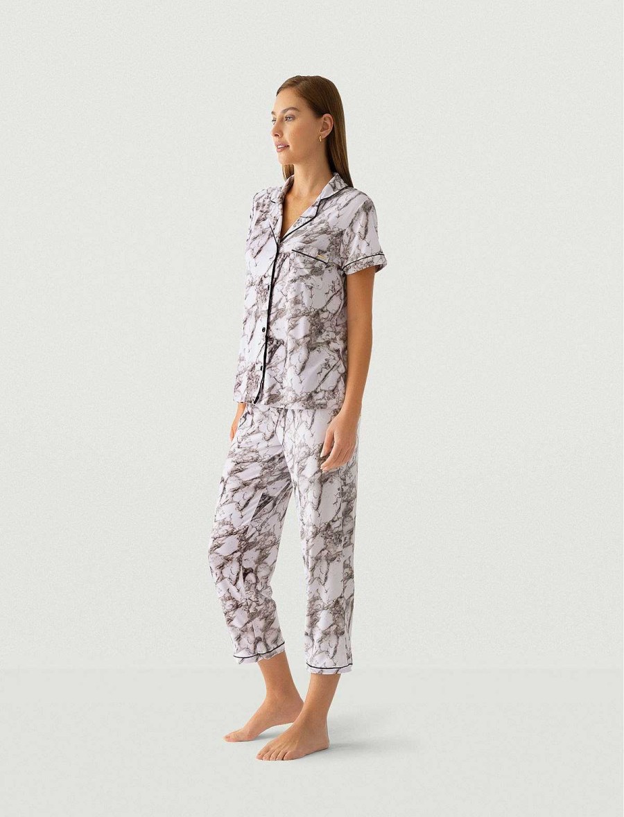 BCBG MAX AZRIA Marmol Shirt And Pantalon Pajama Set Pajamas