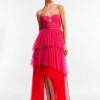 BCBG MAX AZRIA High And Low Color Block Flora Tul Dress Night