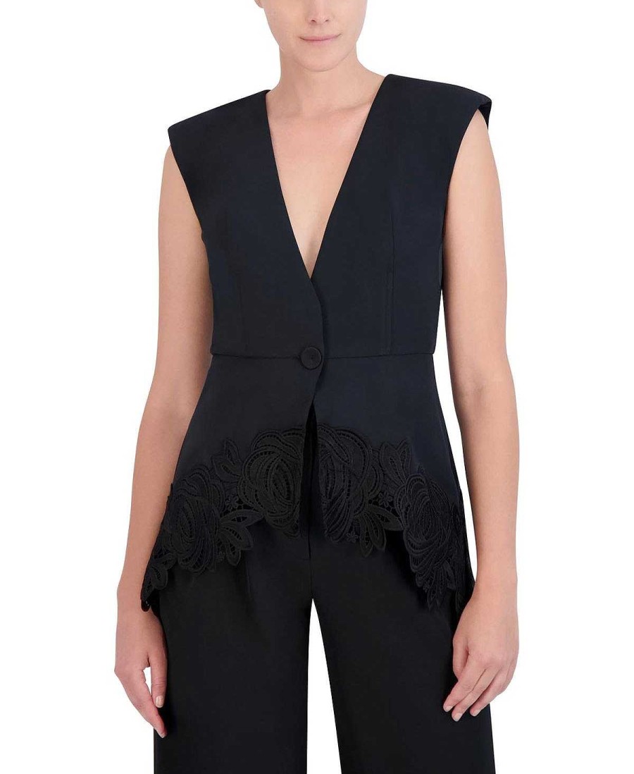 BCBG MAX AZRIA Peplum Chaleco Encaje Shawls